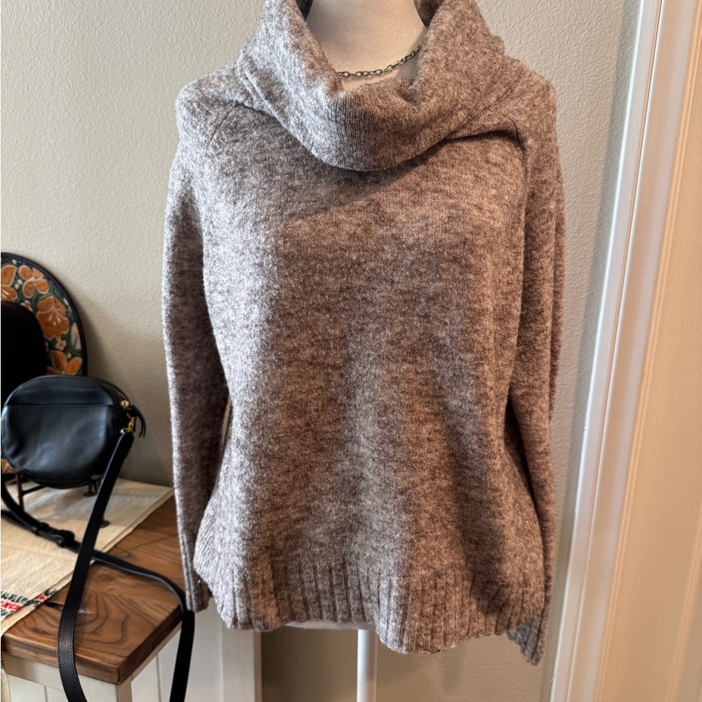 Anthropologie Heathered Brown Cowl Neck Sweater